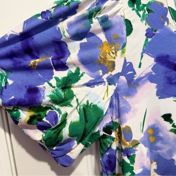 Nina Leonard Purple and Green Floral Blouse - Picture 3 of 7